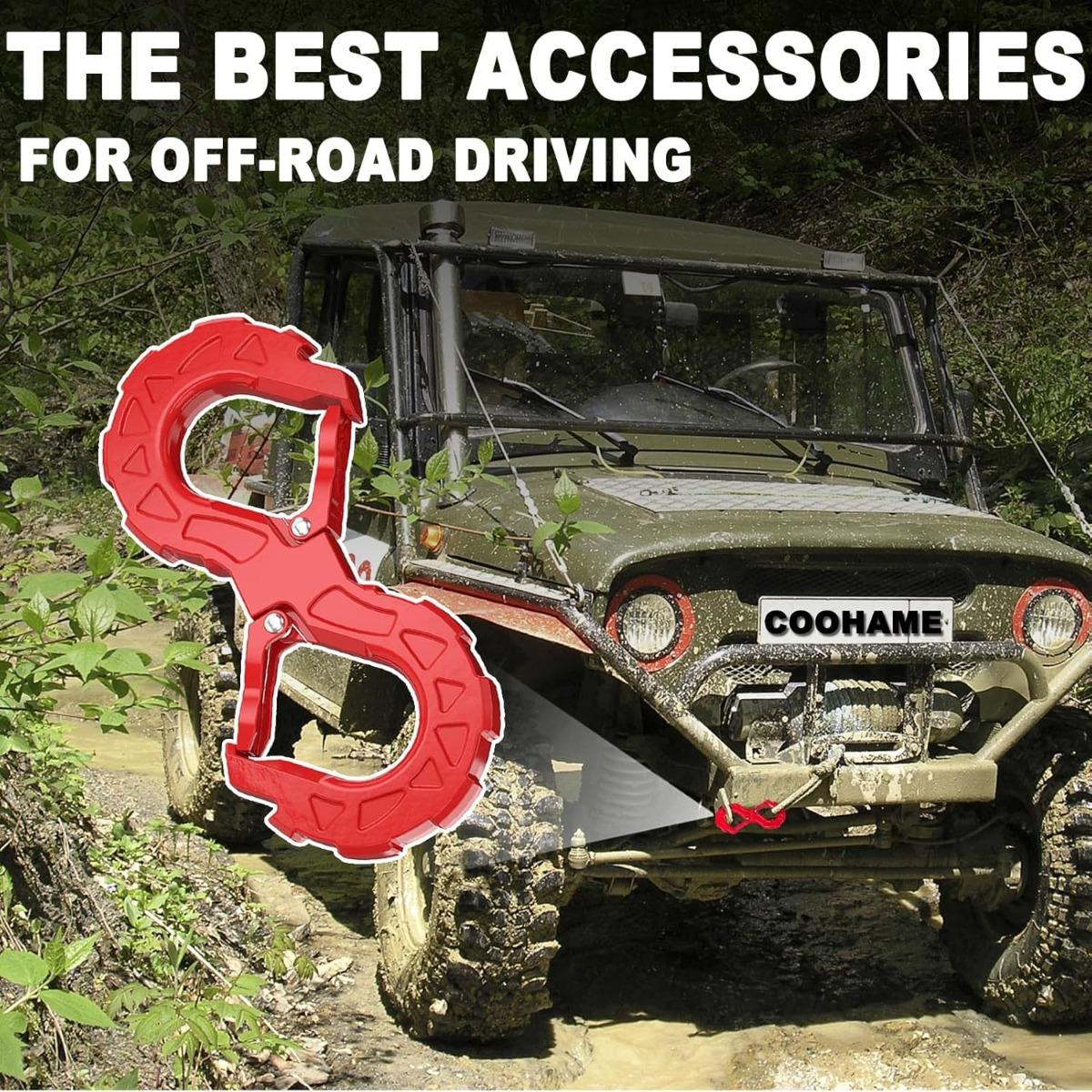 Heavy-Duty Forged S-Type Winch Hook, Dual Recovery Shackle with Anti-Slip Lock, Ultimate 4x4 Off-Road Towing Hook for Truck/SUV/Jeep