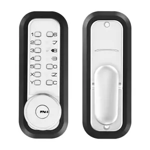 Mechanical Keyless Entry Door Lock With 2.0 Code Upgrade, 4 To 7 Digit Numeric Code, Single-Sided Push Button Mechanical Keypad Door Knob, Auto Locking, Suitable For Garden Gates, Indoor/Outdoor Use, Silver Finish
