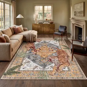 【YIHOUSE】Tiger Pattern Rug, Machine Washable Area Rug, Home Anti-Slip Rug, Decorative Rug For Living Room, Bedroom, Hotel