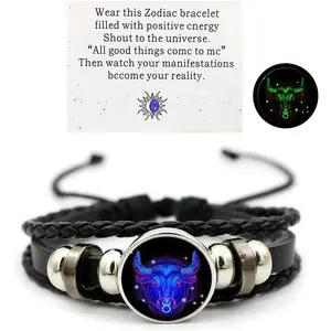 Twelve Zodiac Spirituality Bracelet, adjustable twelve zodiac bracelet for men and women, multi-layer black leather bracelet with twelve zodiac patterns, unisex wrap-around bracelet, birthday jewelry, gift for a partner, wedding anniversary gift