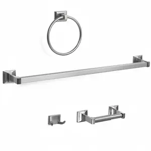 Eclipse Series 4 Piece Satin Nickel Bathroom Hardware Set