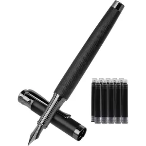 Luxury Fountain Pen Set,Ink Pen for Smooth Writing,Medium Nib,Includes 10 Ink Cartridges&Ink Converter, Pen  Case for Men & Women,fancy,Journaling,Executive Office pen-Black