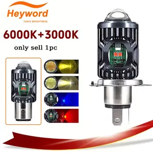 Heyword Motorcycle LED Headlight - 4 Lighting Modes,Mini Driving Spotlight with Hi/Low White & Yellow Strobe, Angel Eyes