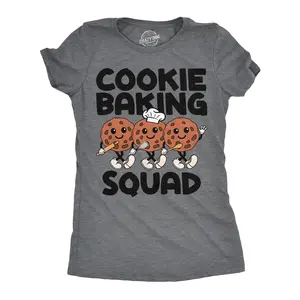 Womens Funny T Shirts Cookie Baking Squad Sarcastic Sweets Lovers Tee For Ladies Funny Womens T Shirts Cute Vintage Fashion Casual Ladies T-Shirt Gift Funny Food Top Women's Novelty Tees Dark Grey