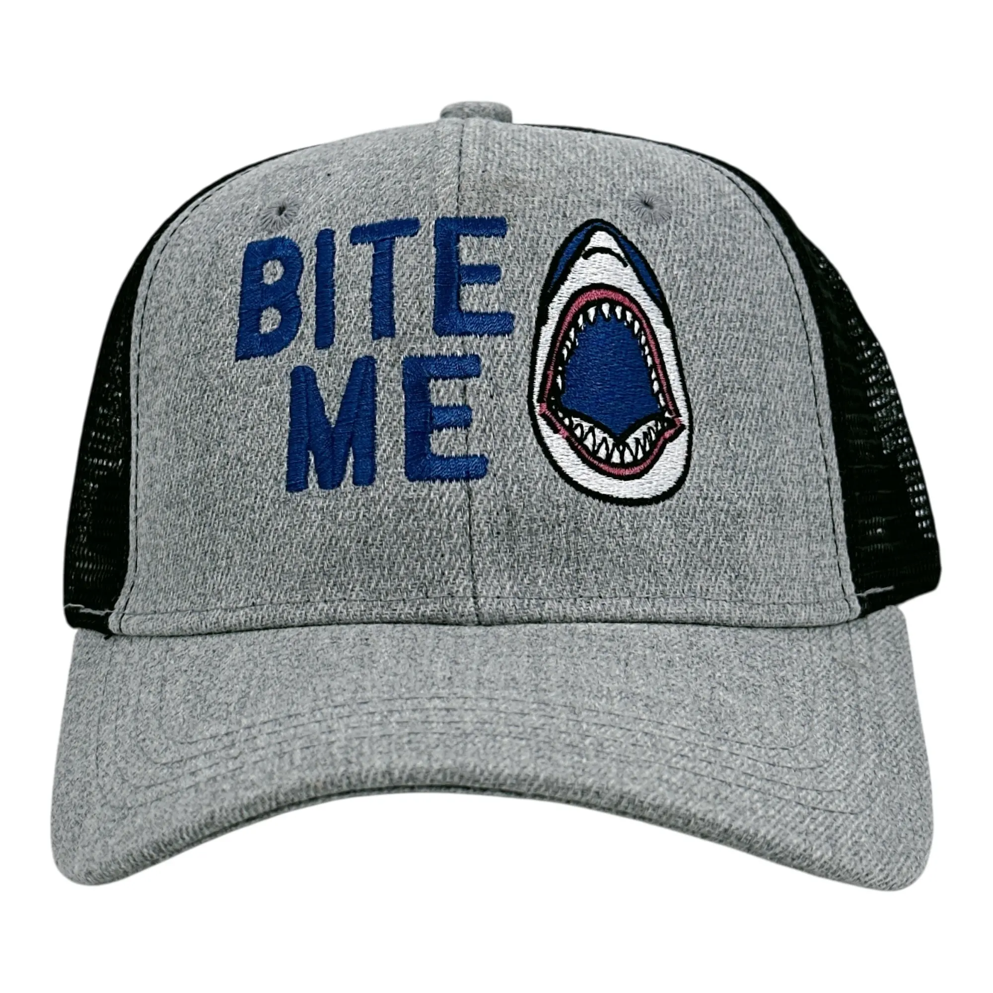 Bite Me Hat Funny Sarcastic Shark Graphic Novelty Cap Funny Hats Shark  Novelty Caps for Men Black Grey Standard