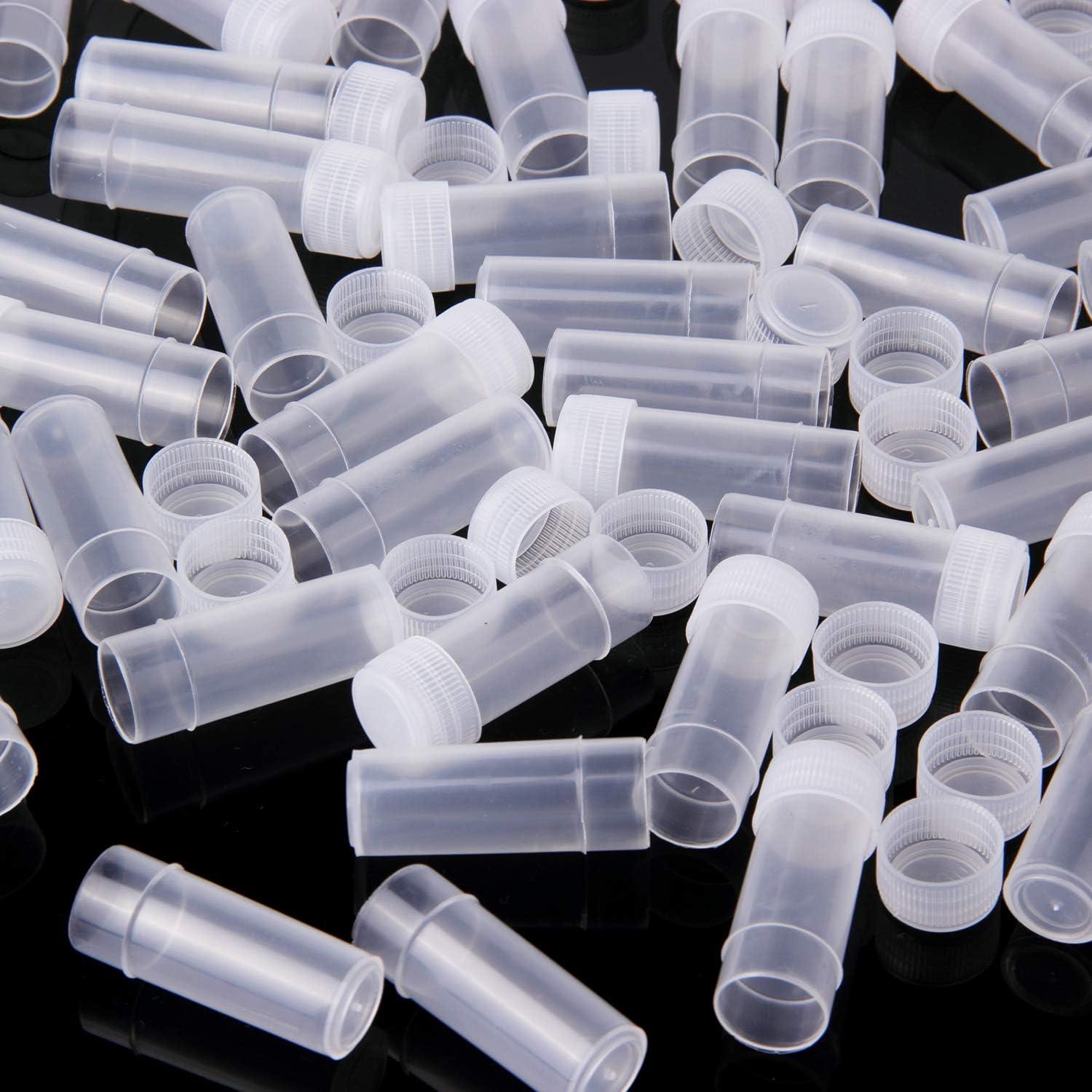 100pcs Value Pack 0.17oz Small Plastic Test Tube Bottles Pet Cap Medicine Pill Capsule Storage Containers