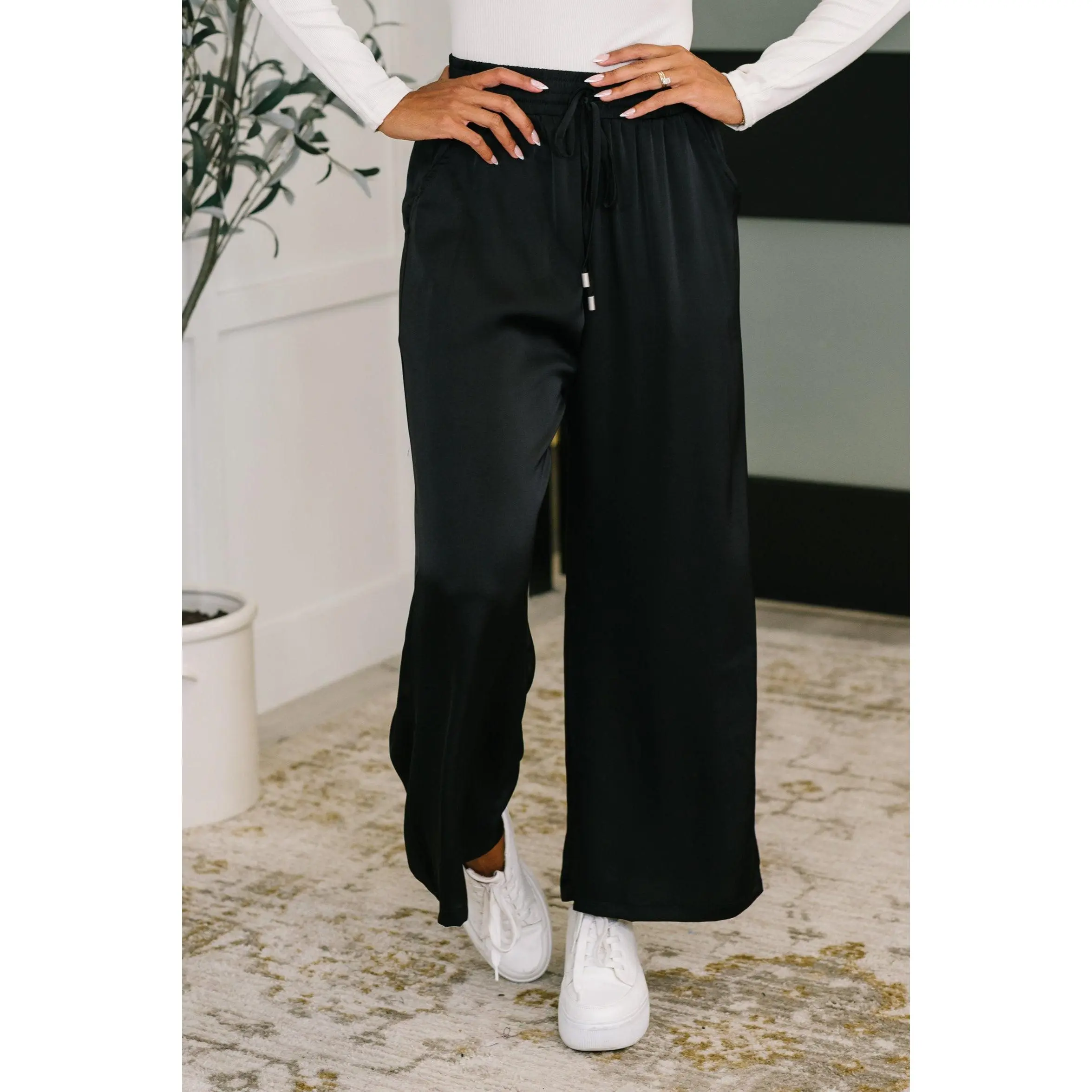 Jodifl City Ease Wide Leg Bottoms in Black