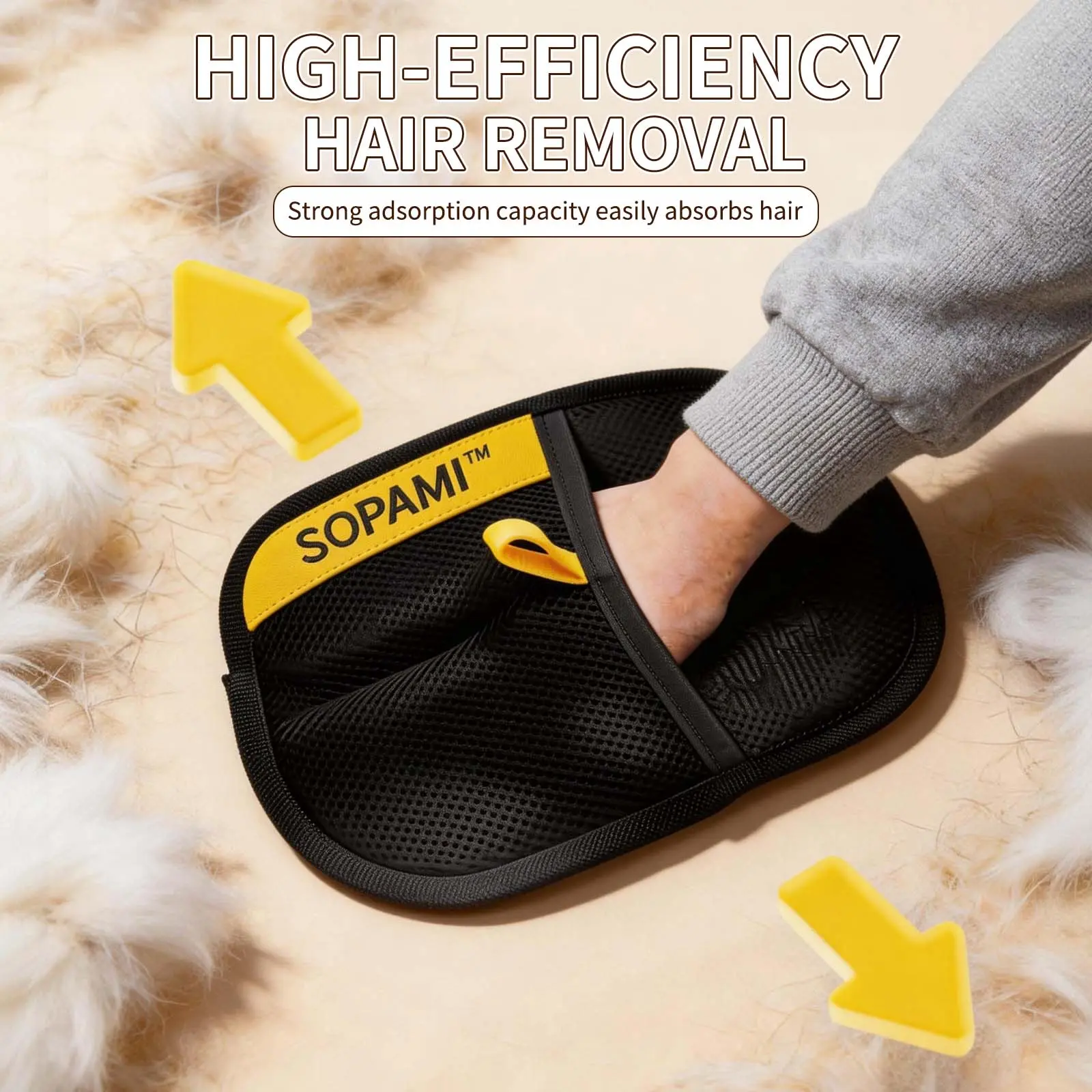 3-Pack Reusable Animal Hair Removal Mitts - Fur Remover, Hair Removal Tool for Clothes Defuzz, Furniture