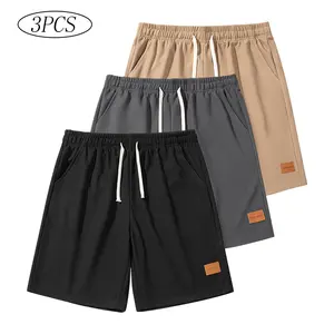 3-Pack Men’s Vintage Corduroy Waffle-Weave Casual Shorts — Loose Fit, Slant Pockets, Breathable Street Style, Straight Cut, Drawstring Cuffs — Ideal for Urban Strolls and Outdoor Activities