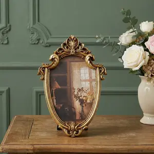 European Classical Oval Frame, Wall-Mountable or Tabletop, Includes Random Insert Paper, Ideal for Home Decor Photo Display