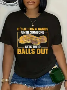 100% Cotton Unisex All Fun Until Someone Gets Their Balls Out Funny Ball Python T-Shirt