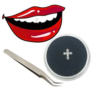 Tooth Gems Silver Zircon Cross 1 PCS - Professional Teeth Jewelry Tooth Gem Supplies