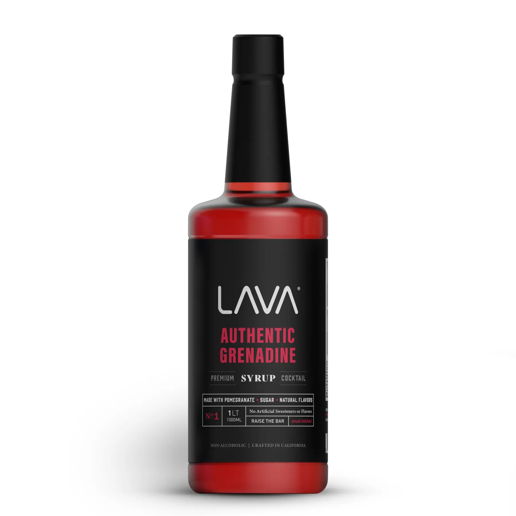 LAVA Premium Grenadine Syrup, Made with Pomegranate Juice, 100% Sugar, 33.8oz (1-Liter), No Artificial Sweeteners, Flavors, or Colors. Beverage Fruit