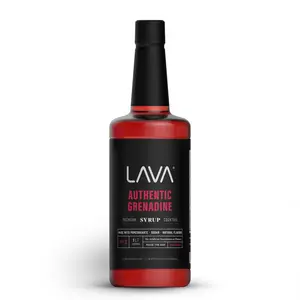 LAVA Premium Grenadine Syrup, Made with Pomegranate Juice, 100% Sugar, 33.8oz (1-Liter), No Artificial Sweeteners, Flavors, or Colors. Beverage Fruit