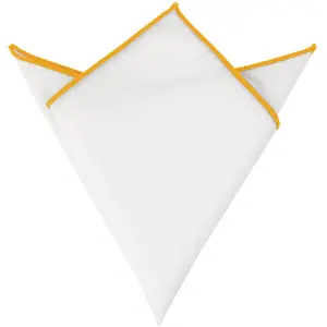 INSPIRE CHIC Cotton Handkerchiefs Color Contrast Trim Solid Color White Pocket Squares for Men