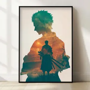 Roronoa Zoro One Piece Poster Double Exposure Adventure & Anime Art