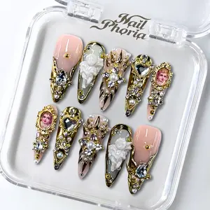 NailPhoria HEART OF VENUS - Handmade Press-On Nails | Reusable, Salon-Quality, Long-Lasting, Glossy Design