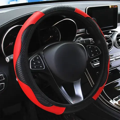 Car Steering Wheel Cover, Non-Slip PU Leather Steering Wheel Protector, Universal Car Steering Wheel Cover for Men & Women, Car Accessories, Steering Wheel Decor