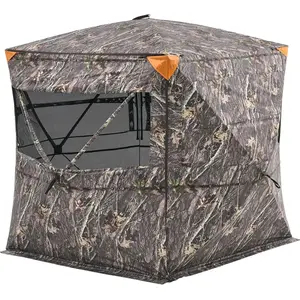 VEVOR Hunting Blind, TikTokShopBlackFriday, 4-5 Person See Through Ground Blinds with Carrying Bag, 360 Degree Portable Camouflage Tent, Durable Concealed Shelter with Silent Zipper Door and Window, for Turkey and Deer
