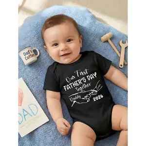 Father's Day Limited Edition Personalized Baby Bodysuit - Self-Defined Name, Our First Father's Day Commemorative Edition, Matching Father and Baby Sizes, Customized for Dad and Baby, Newborn Baby Romper for Boys and Girls