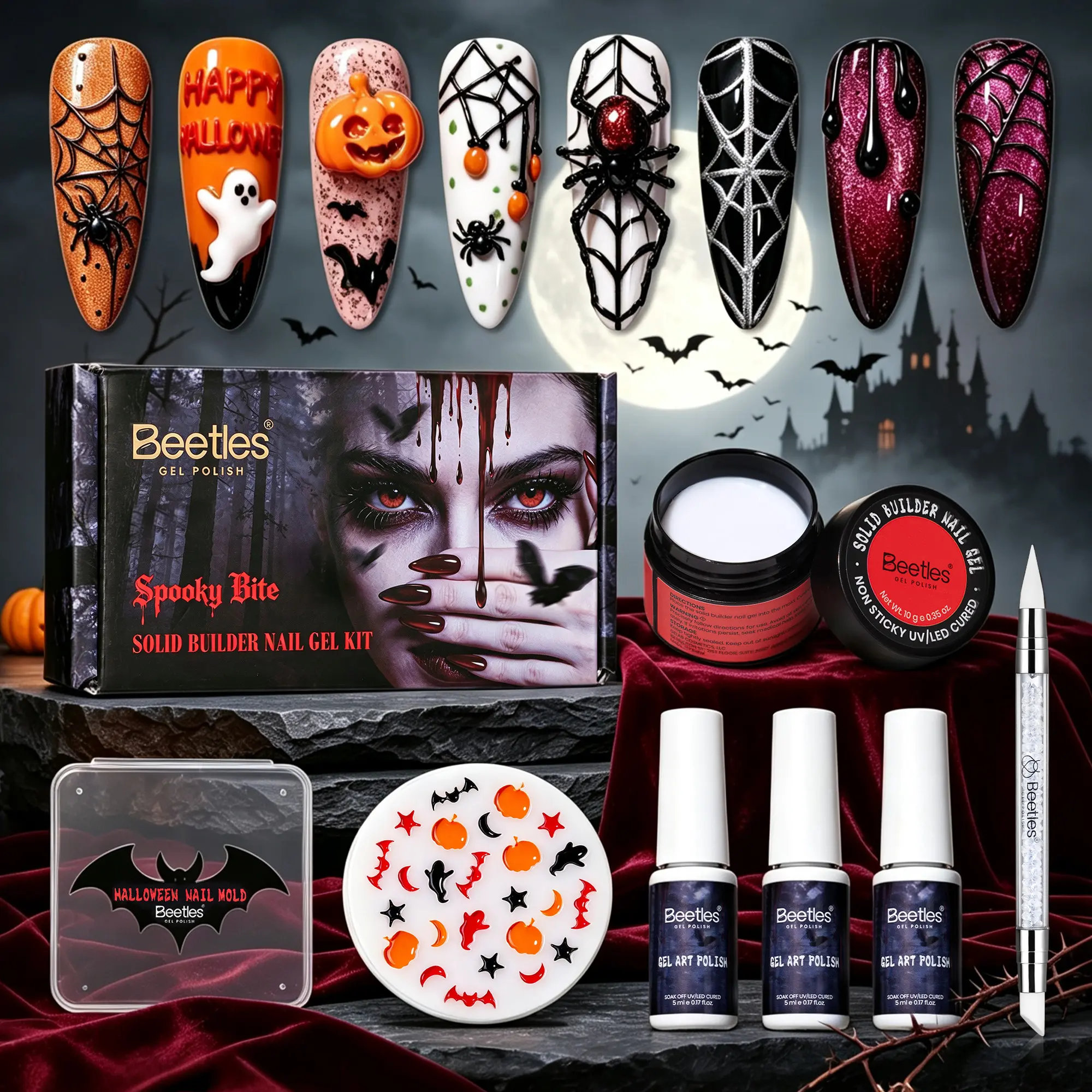Beetles Solid Builder Extension Gel for Nails 3D Sculpting Gel Non-Sticky Hand Carving Gel with Mold Chrome for Salon DIY Nail Polish Silicone Clear Gift Rhinestone Cutics Manicure Cosmetic mothersdaygift Spring Nail Summer Nail Vacation Nail #SummerVibes