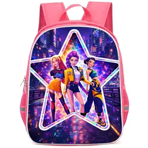 1 pc, solid color backpack,women'sbackpack, Kpop style, printed withwitchhunting group/celebrity pattern,zipperclosure, fashionable and versatile,casual andtrendy, suitable for school, sports,travel, and other occasions