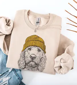 Goldendoodle in Beanie Sweatshirt -Cozy Retro 90s Animal Pullover, Holiday Dog Lover Gift, Pet Sweatshirt, Crewneck, Sweater, Birthday Gifts