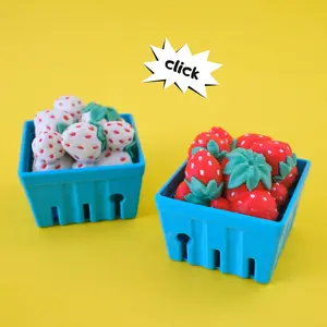 Strawberry Fidget Clicker | 3D Printed Keychain Bag Charm | Red Strawberry Pineberry | Satisfying Desk Toy | Cute Fruit Fidget | Gift