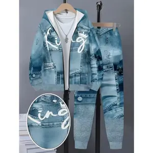 2pcs set hooded jacket and sport pants boys and girls with zipper, matching running pants, suitable children's playwear, ideal outdoor activities, Perfect Outdoor