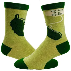 Youth I'm Kind of A Big Dill Socks Funny Pickle Graphic Novelty Footwear Funny Graphic Socks Comfortable Fitted Spandex Cotton