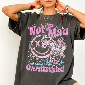 Comfort Colors I'm Not Mad Just Overstimulated T-Shirt, Sarcastic Retro Shirt, Sassy Overstimulated Graphic Tee, Funny Women's Tee