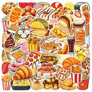 50 Cartoon Food, Drink, and Snack Doodle Stickers, Suitable for Scrapbooks, Diaries, Laptops, Water Bottles, Cars, Funny Car Stickers, Funny Car Decals, and Other Faith-based Designs—gifts with Positive Messages.