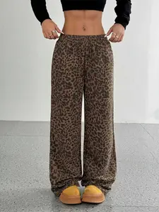Women's Loose Fit Wide Leg Leopard Pants, Casual Ladies Long Trousers, Comfortable and Stylish, Perfect for Daily Wear