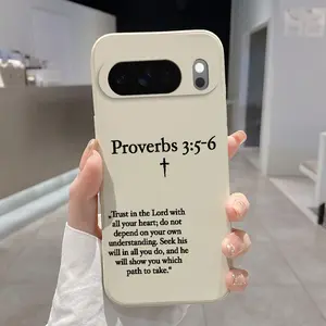 Rounded Edge TPU Phone Case for Google Pixel 10 9 8 7 Pro A XL Excerpts From Minimalist Proverbs Pattern Drop Protection Shockproof Soft Liquid Silicone Smartphone Cover