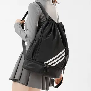 Large Capacity Drawstring Backpack, Independent Shoe Compartment, Ideal for Outdoor Basketball Football Yoga Fitness, Basketball Equipment