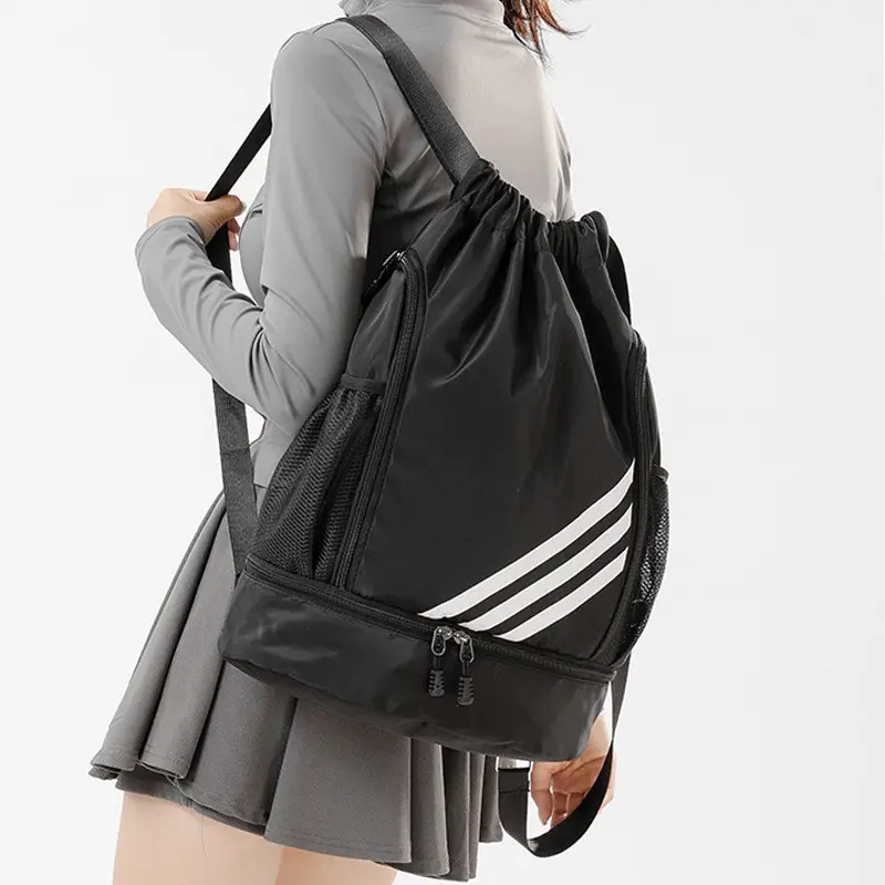 Large Capacity Drawstring Backpack, Independent Shoe Compartment, Ideal for Outdoor Sport Basketball Football Yoga Fitness, Basketball Equipment