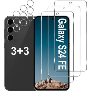 [3+3 Pack] Galaxy S24 FE Screen Protector + Camera Lens Protector, 9H Tempered Glass, Anti Scratch, Easy Installation, Bubble Free, HD Screen Protector for Samsung Galaxy S24 FE 5G