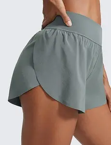 CRZ YOGA 3" High Waisted Butterfly Split Running Shorts Women - Comfy Mesh Liner Quick Dry Gym Workout Shorts for Hot Girl Runs