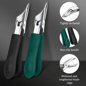 For thick and inlaid nails - high-precision trimmer made of heavy-duty stainless steel, equipped with a safe soft grip, super-sharp 25-degree bevel blade, special nail clippers for thick nails designed for the elderly, splash-proof design, Nail Care