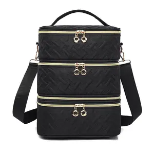 Multi-functional Nail Polish Storage Bag, 3-layer Removable Portable Nail Art Tool Storage Bag, Travel Shoulder Storage Bag for Home & Travel