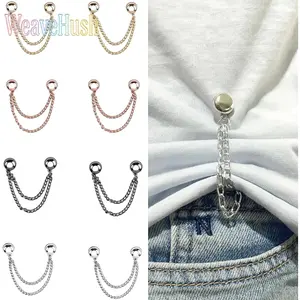 16PCS Magnetic Clothing Clips with Chain, Multi-Function Strong Magnet Buttons, T-Shirt Hem Shortening Pin, Reusable Brooch Clip for Scarf Hijab Collar Pants Hems Daily Outfit Fixing