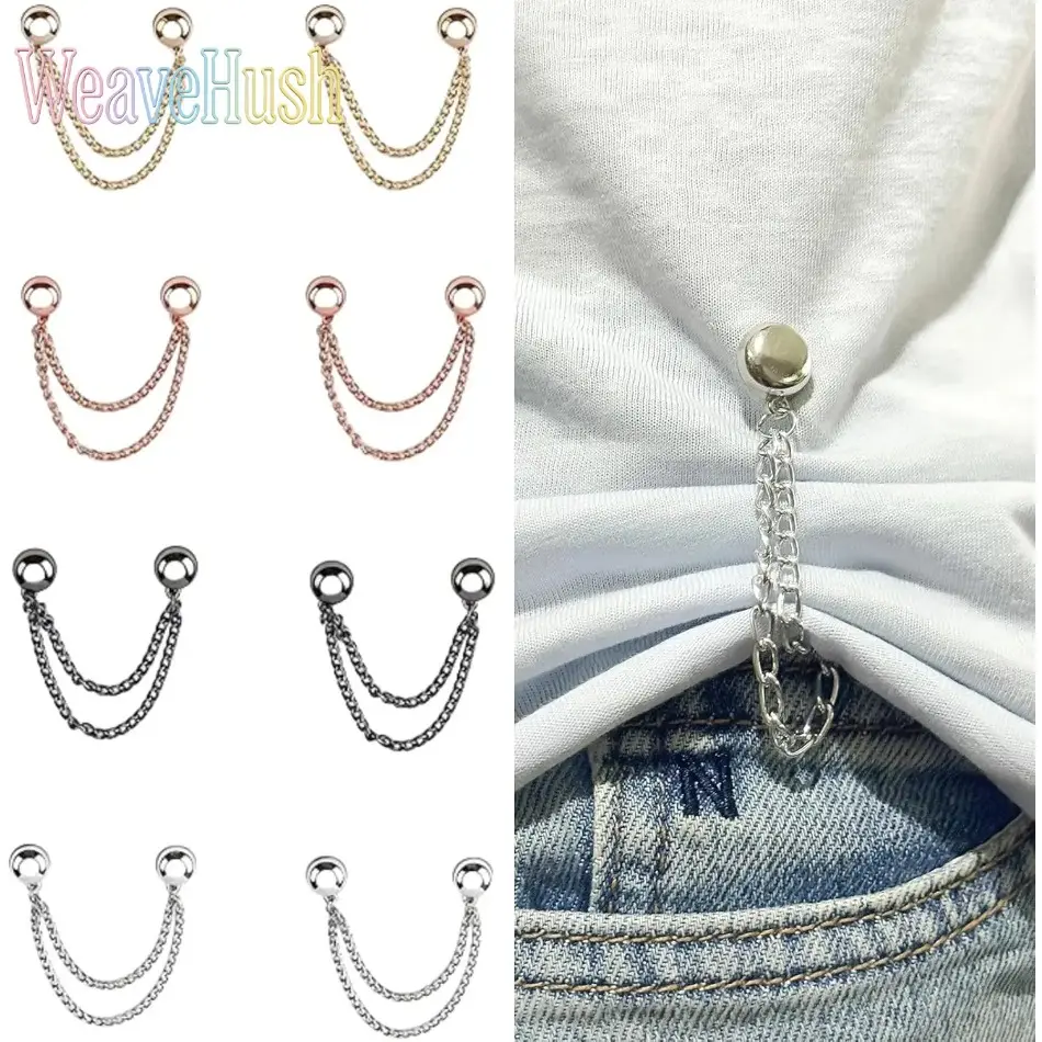 Unisex Magnetic Pin Set - 16-Piece Multi-Chain & Plain Brooch Clips with Magnetic Clasp, Reusable & Recycled for Daily Wear, Brooch Pin Set