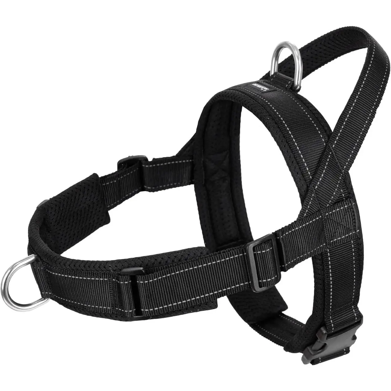 Arblina No Pull Dog Harness with Soft Mesh Padded, Fully Adjustable Walking Harness with Handle for Medium Large Dogs, Reflective Front Clip Harness for Training and Hiking, Black, XL