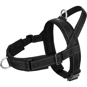 Arblina No Pull Dog Harness with Soft Mesh Padded, Fully Adjustable Walking Harness with Handle for Medium Large Dogs, Reflective Front Clip Harness for Training and Hiking, Black, XL