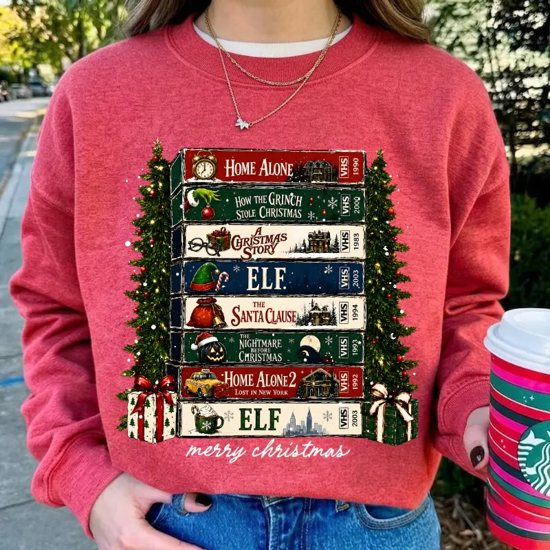 Christmas Movie Sweatshirt, Retro Holiday Crewneck, Funny Christmas Pullover, Vintage Xmas Sweatshirt, Cozy Christmas Gift for Woment, Cotton Top Womenswear