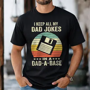 Funny Dad Joke Programmer Shirt Vintage Floppy Disk Tee Dad-A-Base Graphic T-Shirt for Coding Dads