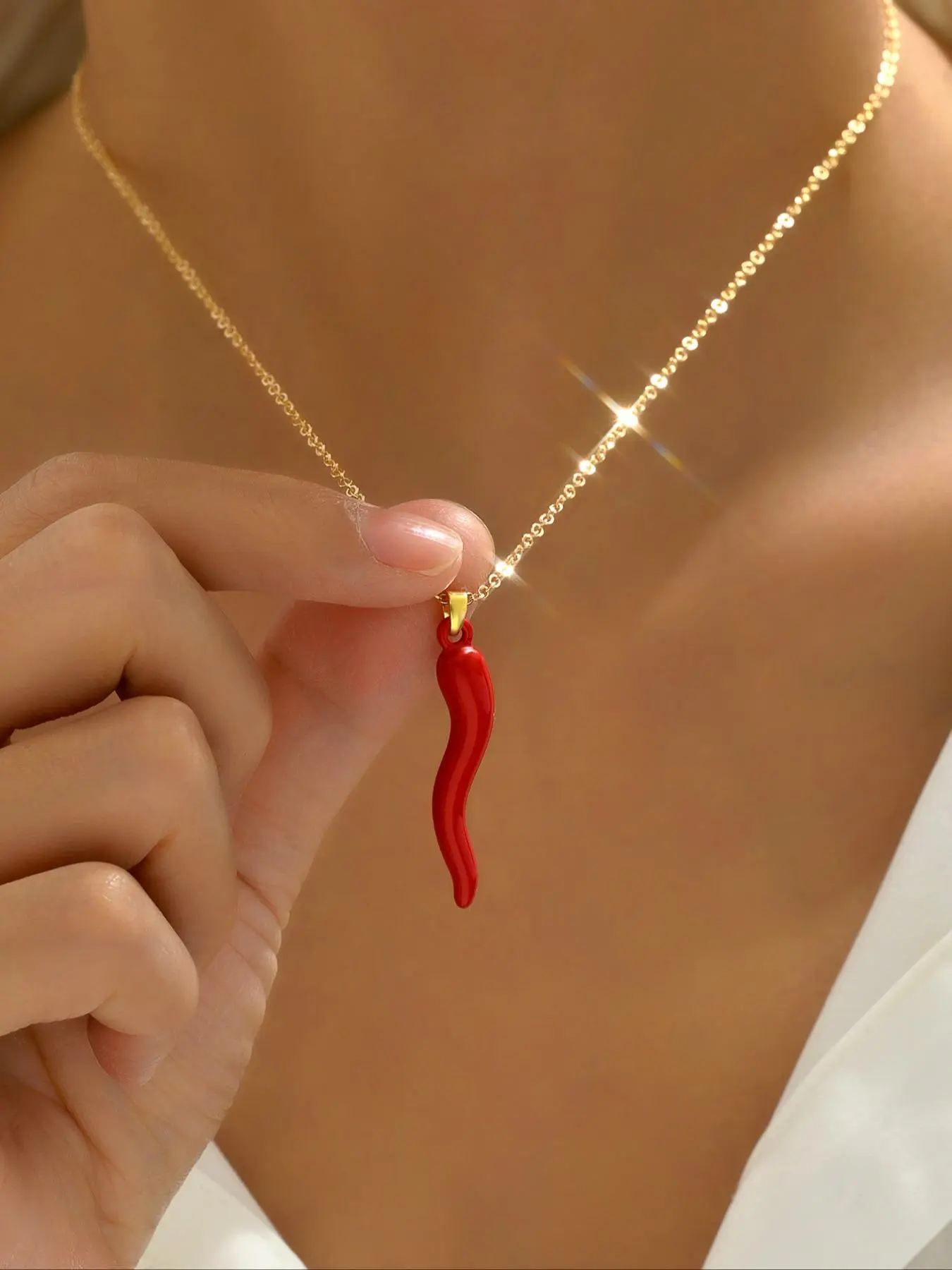 Cute Pepper Charm Decor Adjustable Pendant Necklace, Fashion Jewelry for Party, Daily Decor, Trendy All-match & Exquisite Jewelry for Birthday Gift, Daily Wear Necklace, Dainty Necklace
