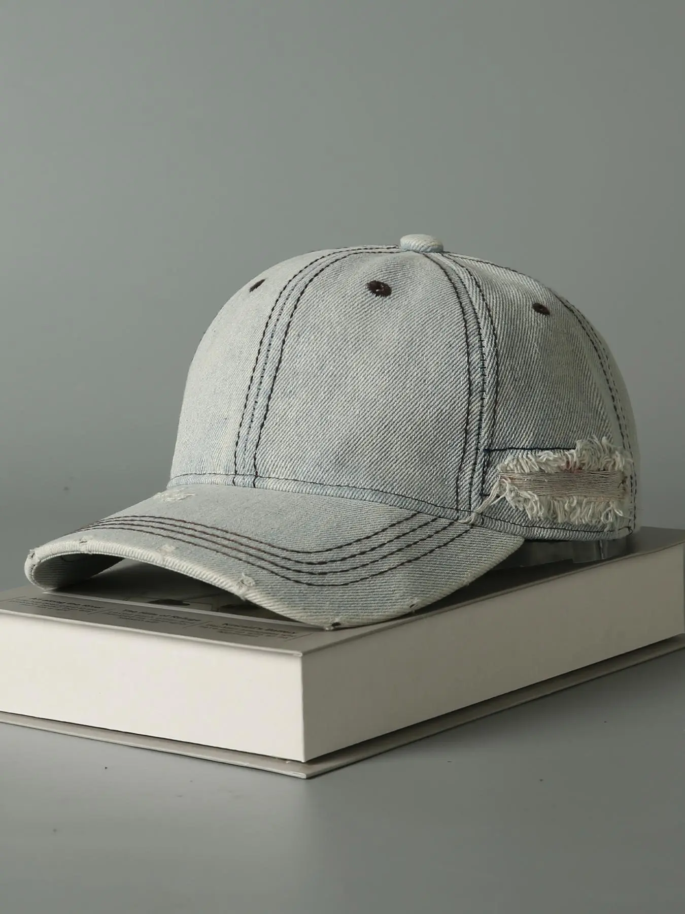 Vintage Washed Distressed Denim Trucker Hat Adjustable Baseball Cap Unisex Distressed Denim Cap - Blue | One Teaspoon USA main image 4
