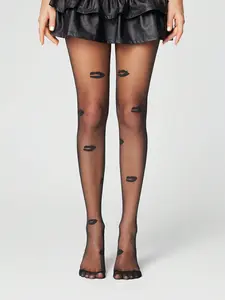 "Kiss Me" Lips Print Tights Women Pantyhose - The Ultimate Valentine's Day Gift & Date Night Essential, Sexy & Playful for a Bold Statement