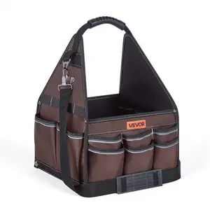 【DealsForYouDays】VEVOR 13-Inch Tear-Resistant Tool Tote, Large-Capacity 45-Pocket Open-Top Tool Bag, Repair Organizer with Handle, Adjustable Shoulder Strap, Portable for Husbands & Professionals Jobsite Use